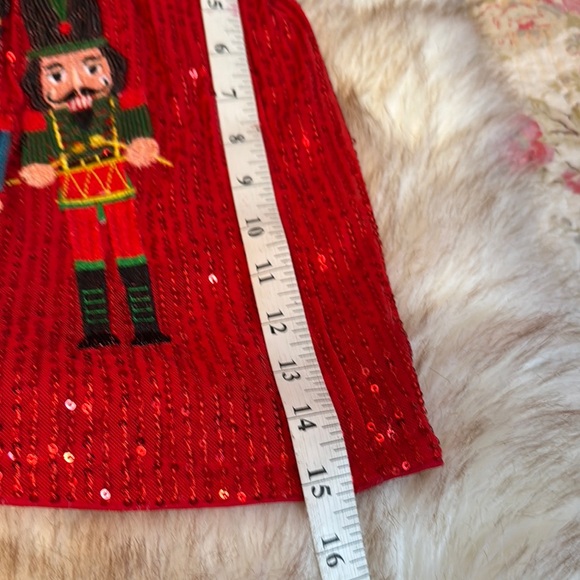 Festive Red Nutcracker Embroidered High Waist Shorts - Picture 6 of 7